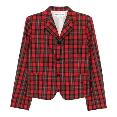 Comme Des Garcons Girl Cotton Tartan Check Jacket In Red