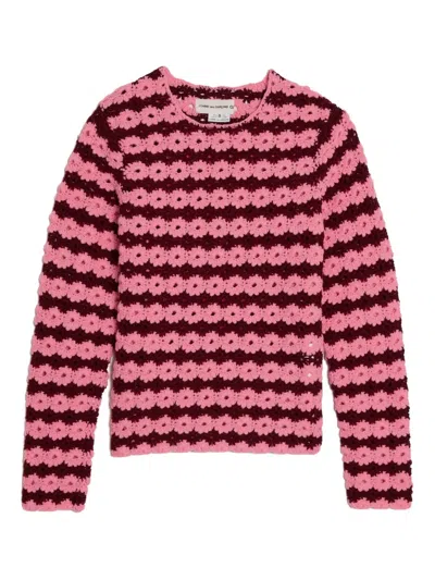 Comme Des Garcons Girl Crochet-stripe Top In Pink