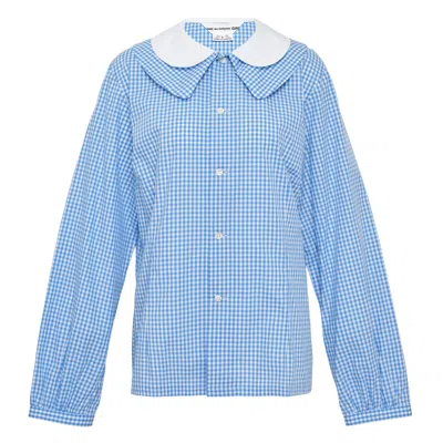 Comme Des Garcons Girl Double Collar Checked Blouse In Blue