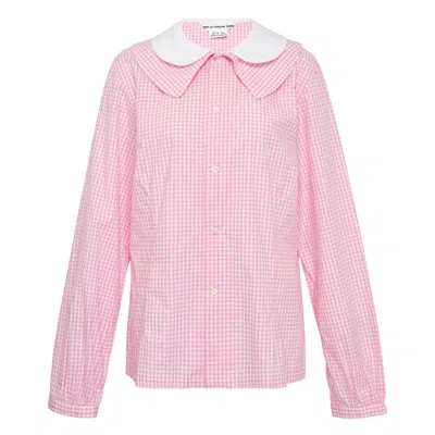 Comme Des Garcons Girl Double Collar Checked Blouse In Pink