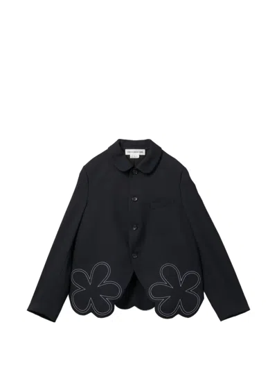 Comme Des Garcons Girl Embroidered Gabardine Blazer In Black