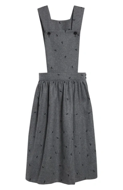 Comme Des Garcons Girl Comme Des Garçons Girl Embroidered Wool Blend Flannel Pinafore In Gray