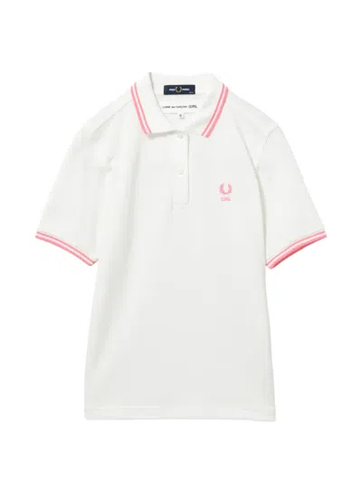 Comme Des Garcons Girl Embroidered-logo Polo Shirt In White