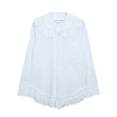 Comme Des Garcons Girl Embroidery Leaf Pattern Blouse In Blue
