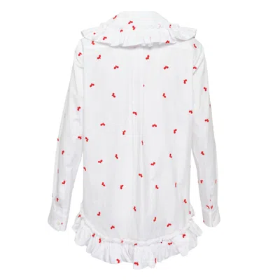 Comme Des Garcons Girl Embroidery Leaf Pattern Blouse In White