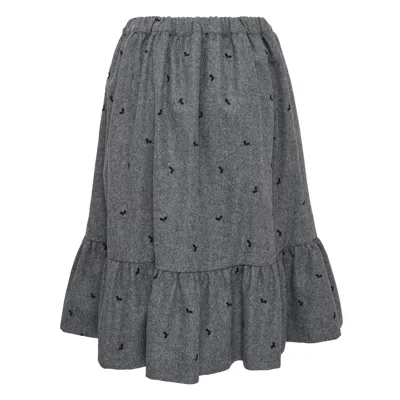 Comme Des Garcons Girl Embroidery Leaf Pattern Skirt In Gray