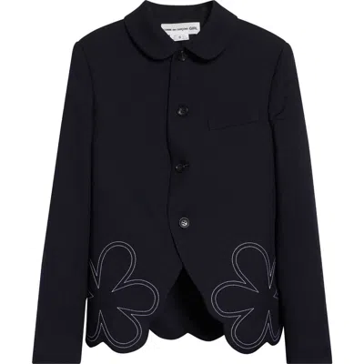 Comme Des Garcons Girl Polyester Gabardine Stitch Jacket In Black