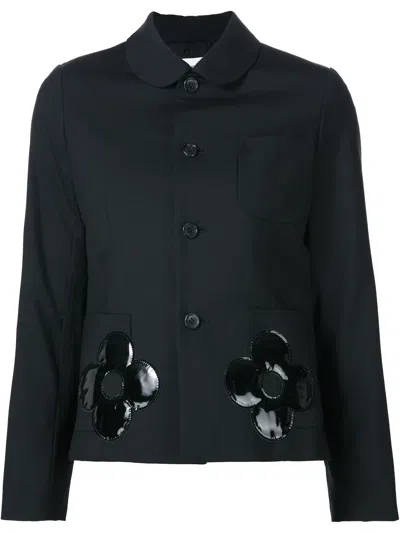 Comme Des Garcons Girl Floral Motif Blazer In Black