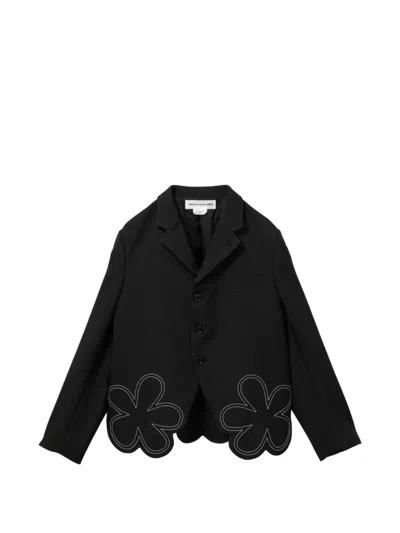 Comme Des Garcons Girl Floral-embroidered Jacket In Black