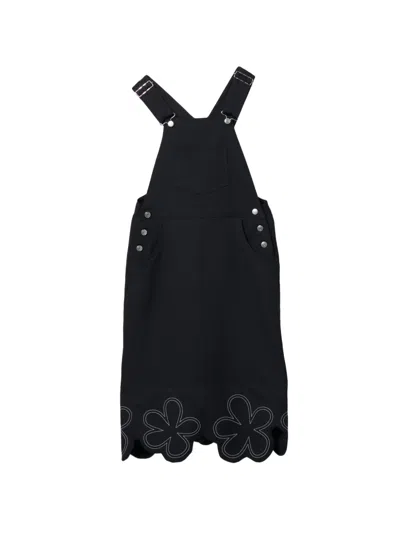 Comme Des Garcons Girl Floral-embroidered Midi Dress In Black