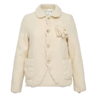 Comme Des Garcons Girl Flower Applique Jacket In White
