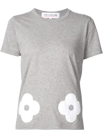 Comme Des Garcons Girl Flower Appliqué T-shirt In Gray