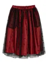 Comme Des Garcons Girl Flower-embellishment Pattern Skirt In Red