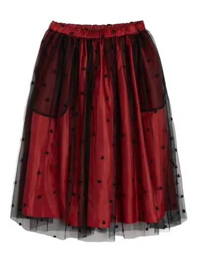 Comme Des Garcons Girl Flower-embellishment Pattern Skirt In Red