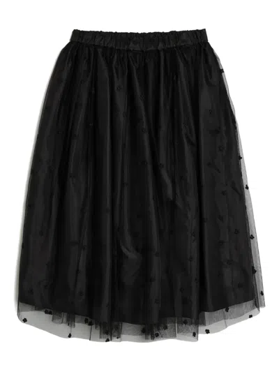 Comme Des Garcons Girl Flower-embellishment Skirt In Black