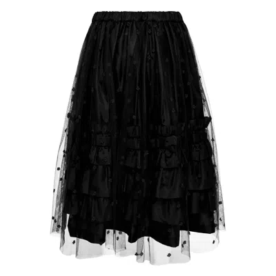 Comme Des Garcons Girl Flower Pattern Fake Two-piece Skirt In Black