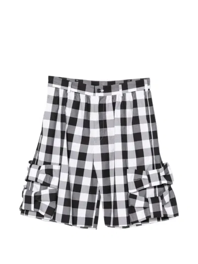 Comme Des Garcons Girl Gingham Bow Shorts In Black