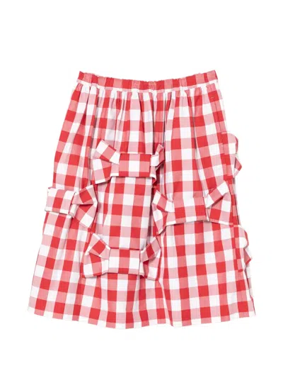 Comme Des Garcons Girl Gingham Bow Skirt In Red