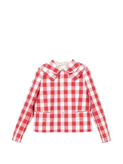 Comme Des Garcons Girl Gingham Collared Jacket In Red