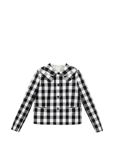 Comme Des Garcons Girl Gingham Collared Jacket In Black