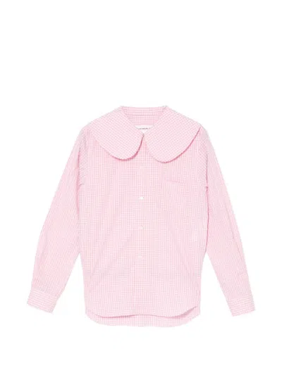 Comme Des Garcons Girl Gingham Peter Pan-collar Shirt In Pink
