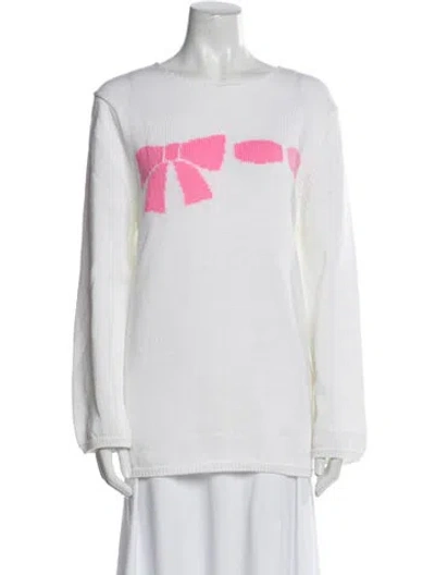 Pre-owned Comme Des Garçons Girl Graphic Print Bateau Neckline Sweater In White