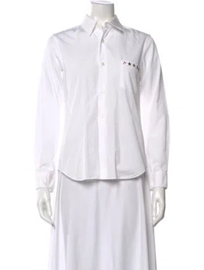 Pre-owned Comme Des Garçons Girl Graphic Print Long Sleeve Button-up Top In White