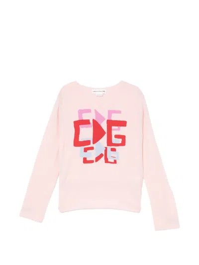 Comme Des Garcons Girl Graphic Round Neck Jumper In Pink