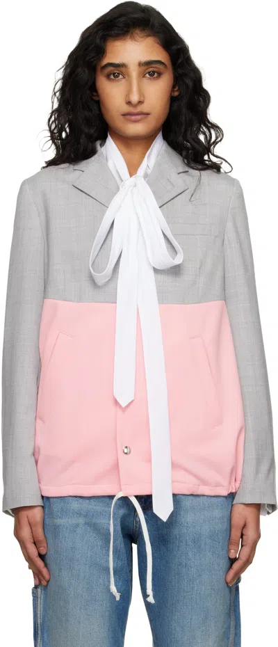 Comme Des Garcons Girl Gray & Pink Paneled Blazer In Orange