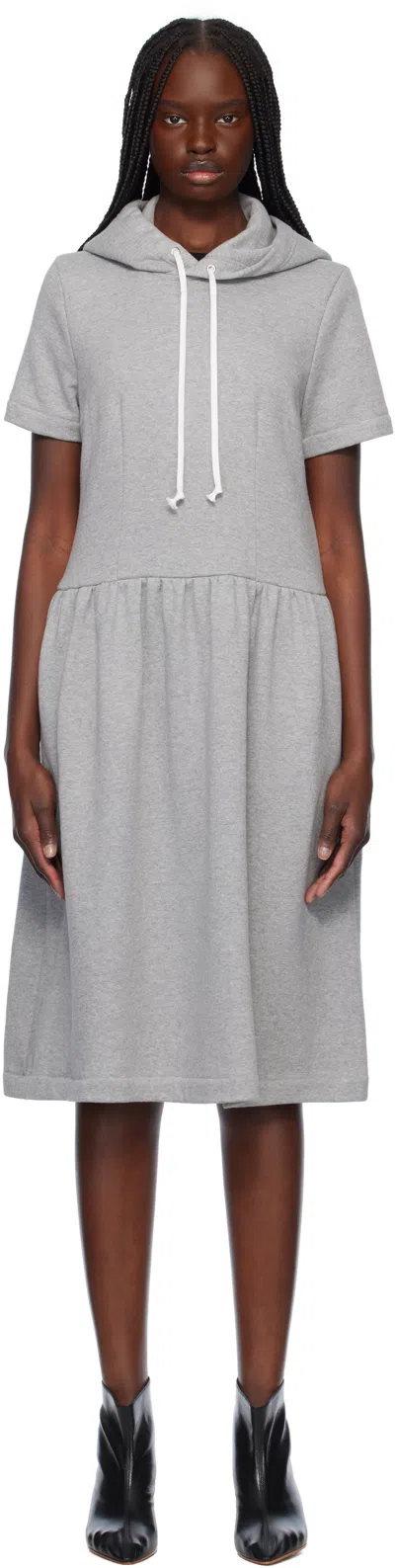 Comme Des Garcons Girl Gray Cotton Back Pile Midi Dress