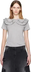 Comme Des Garcons Girl Gray Ruffled Collar T-shirt In Gray