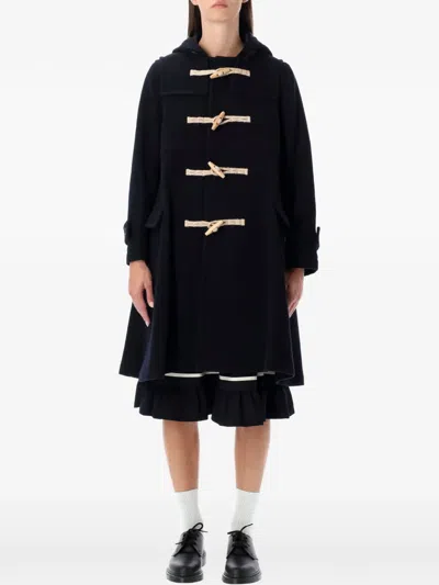 Comme Des Garcons Girl Hooded Toggle-fastening Coat In Black