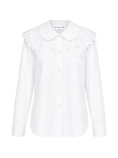 Comme Des Garcons Girl Lace-collar Peter Pan Shirt In White