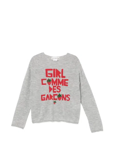 Comme Des Garcons Girl Logo-embroidered Round Neck Jumper In Gray