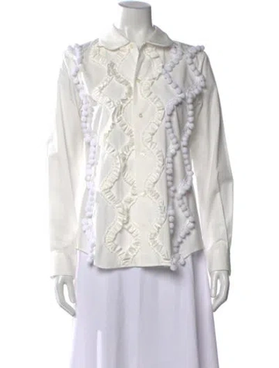 Pre-owned Comme Des Garçons Girl Long Sleeve Blouse In White