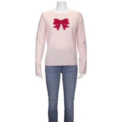 Comme Des Garçons Comme Des Garcons Girl Long Sleeve Bow Embroidered Sweater In Pink