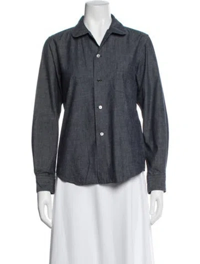 Pre-owned Comme Des Garçons Girl Long Sleeve Button-up Top In Blue
