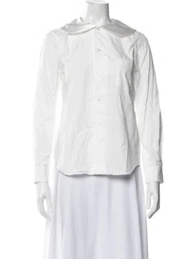 Pre-owned Comme Des Garçons Girl Long Sleeve Button-up Top In White