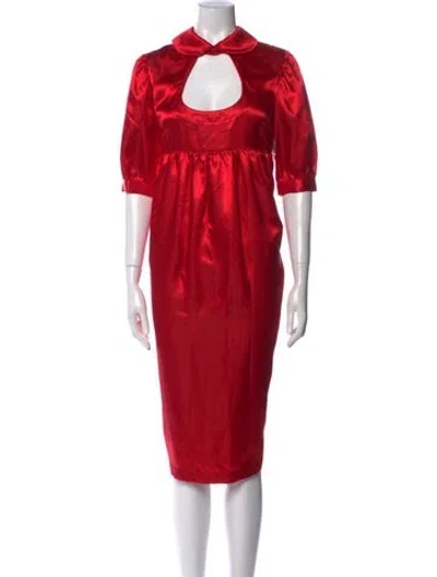 Pre-owned Comme Des Garçons Girl Mock Neck Midi Length Dress In Red