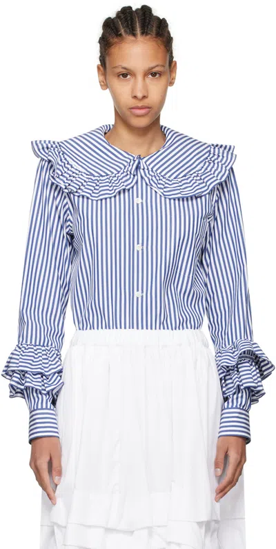 Comme Des Garcons Girl Navy & White Striped Shirt In 2 Navy/white