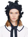 Comme Des Garcons Girl Navy Bow Bonnet Hood In Blue