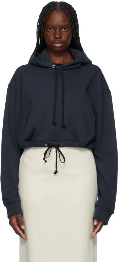 Comme Des Garcons Girl Navy Cotton Back Pile Hoodie