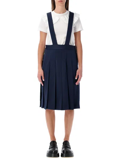 COMME DES GARCONS GIRL COMME DES GARÇONS GIRL NAVY PLEATED SUSPENDER SKIRT