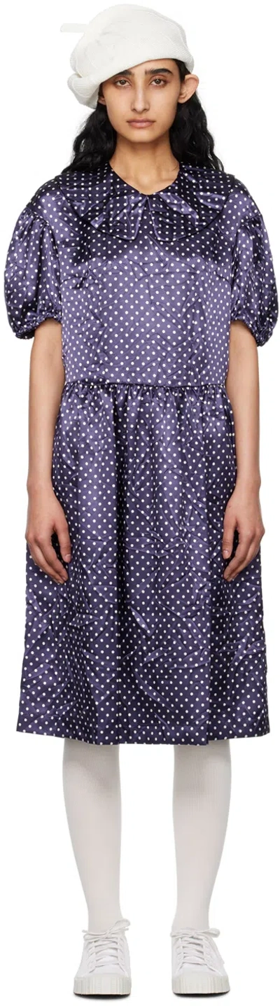 Comme Des Garcons Girl Navy Polka Dot Midi Dress In 1 Navy/white
