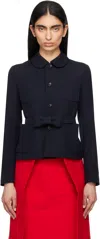 Comme Des Garcons Girl Navy Wool Gabardine Medium Blazer In Navy