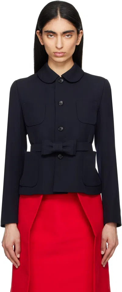 Comme Des Garcons Girl Navy Wool Gabardine Medium Blazer