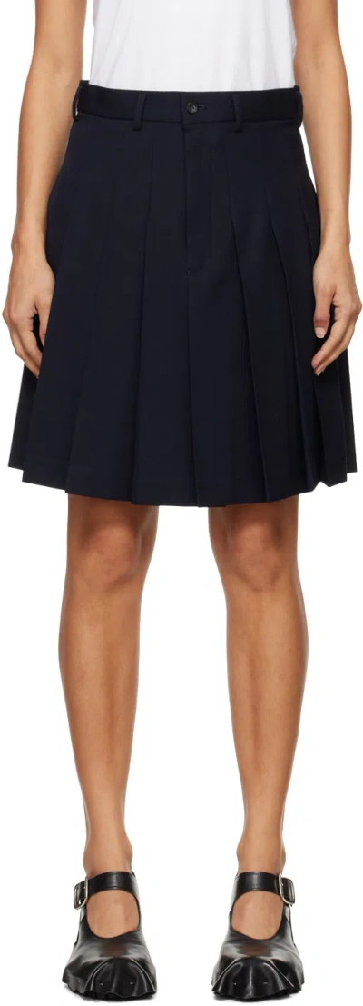 Comme Des Garcons Girl Navy Wool Gabardine Miniskirt In 2 Navy