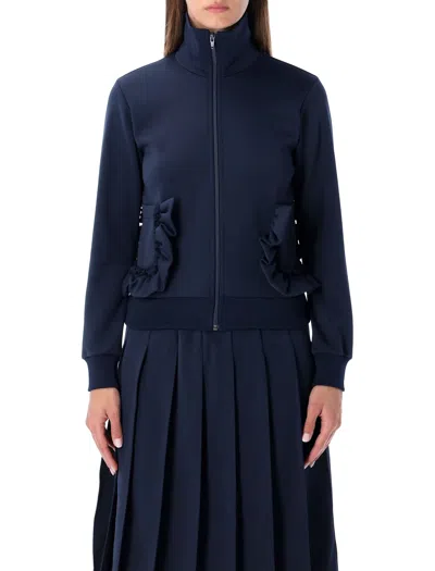 COMME DES GARCONS GIRL COMME DES GARÇONS GIRL NAVY ZIP SWEATSHIRT WITH RUFFLE POCKETS