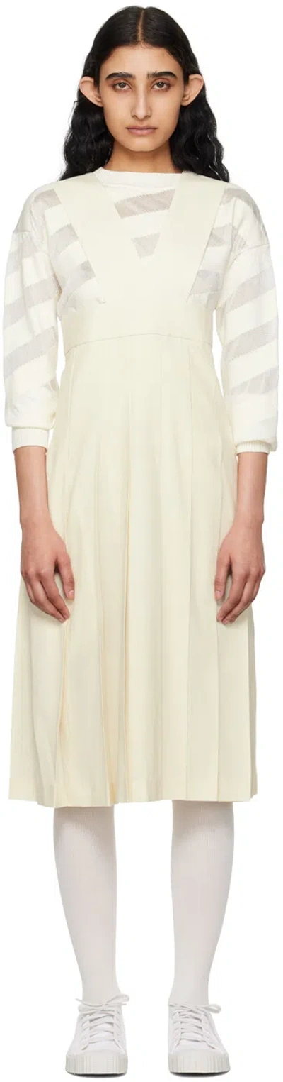 Comme Des Garcons Girl Off-white Pleated Midi Dress In 1 Off-white