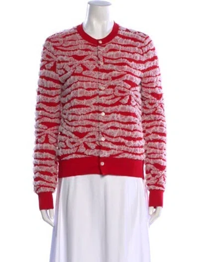 Pre-owned Comme Des Garçons Girl Patterned Crew Neck Sweater In Red